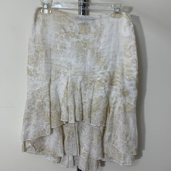 Ralph Lauren Black Label Gold Paisley Ruffle Skirt Size 2 - Picture 1 of 4